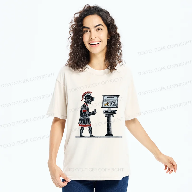 Tokyo-Tiger Gladiators Play PVP Game Washed T-Shirt