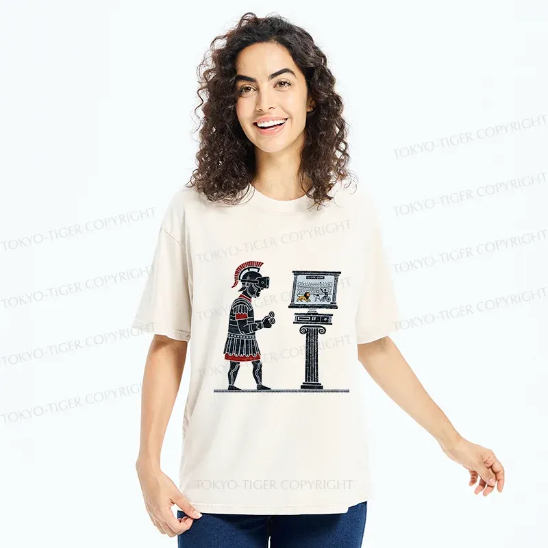 Tokyo-Tiger Gladiators Play PVP Game Washed T-Shirt