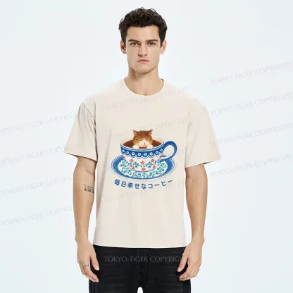 Tokyo-Tiger Cat Tea Washed T-Shirt