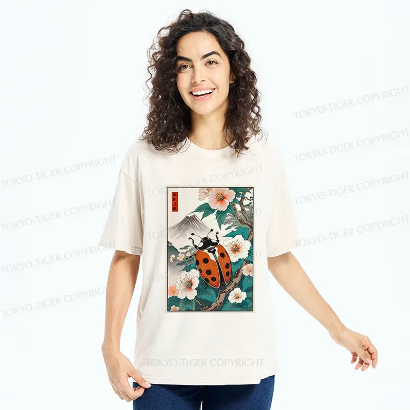Tokyo-Tiger Ladybug Ukiyo-e Washed T-Shirt