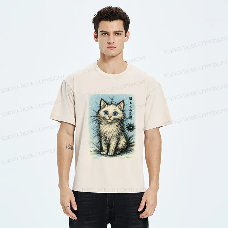 Tokyo-Tiger The Kitten And Its Furball Friend Washed T-Shirt