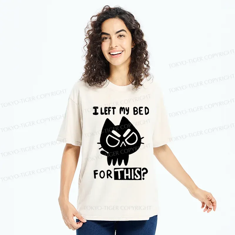 Tokyo-Tiger Dissatisfied Cat Meme Washed T-Shirt