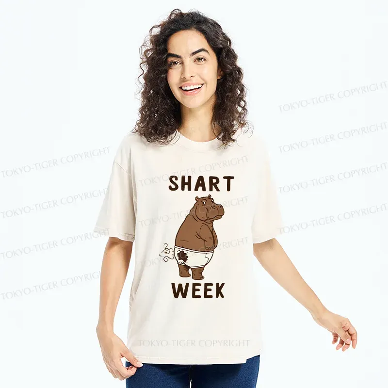 Tokyo-Tiger Shart Week Funny Washed T-Shirt