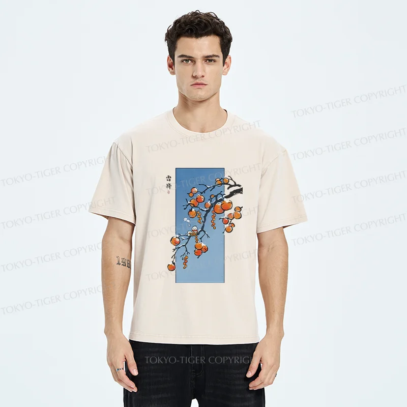 Tokyo-Tiger Winter Paintings Japanese Washed T-Shirt