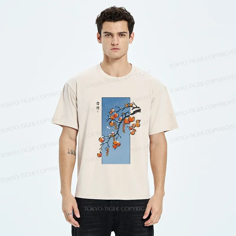 Tokyo-Tiger Winter Paintings Japanese Washed T-Shirt