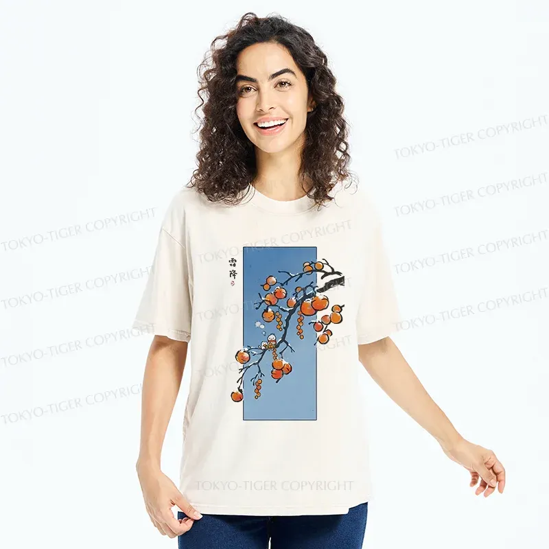 Tokyo-Tiger Winter Paintings Japanese Washed T-Shirt