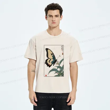 Tokyo-Tiger Ukiyo-e Butterfly Washed T-Shirt