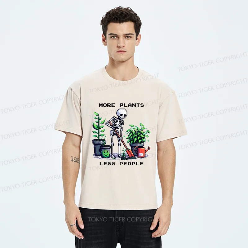 Tokyo-Tiger Skeleton Planting Trees Washed T-Shirt