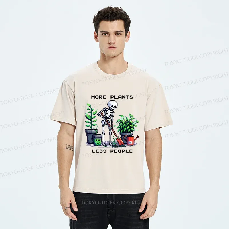 Tokyo-Tiger Skeleton Planting Trees Washed T-Shirt