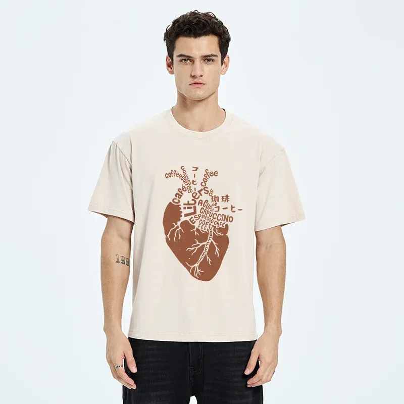Tokyo-Tiger Coffee Heart Washed T-Shirt