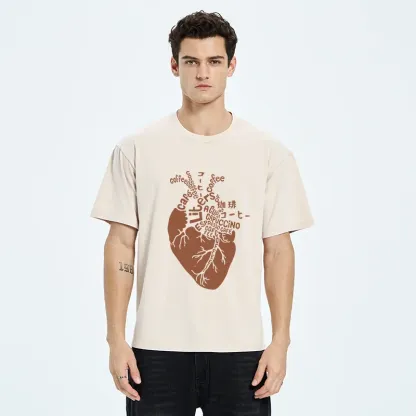 Tokyo-Tiger Coffee Heart Washed T-Shirt