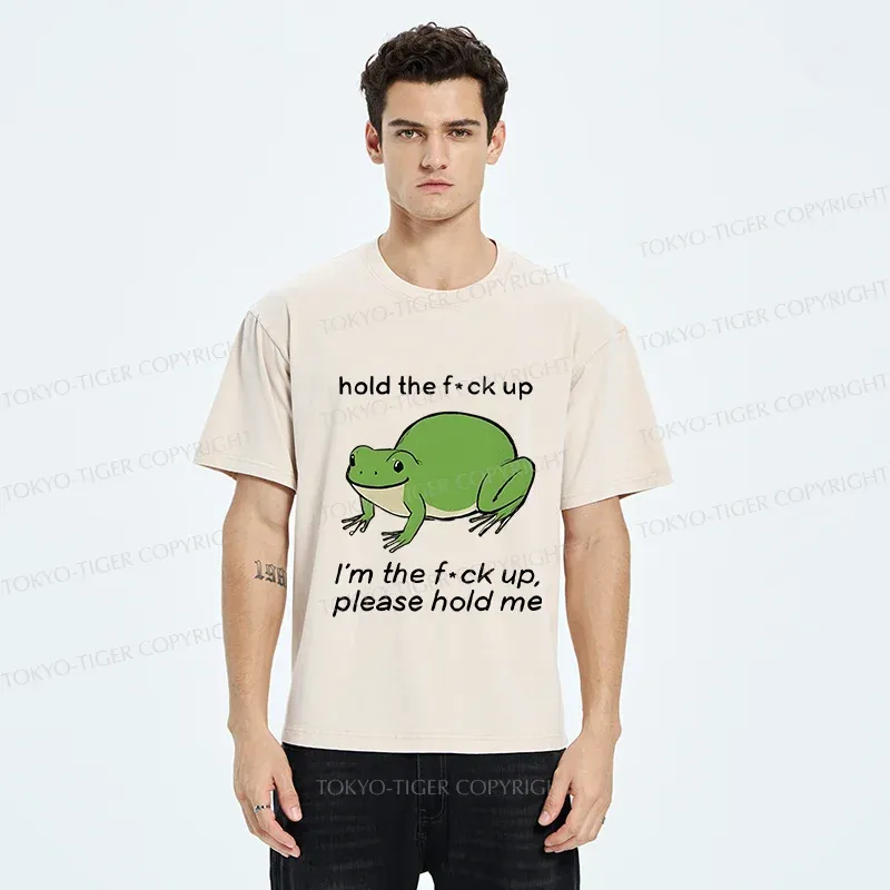 Tokyo-Tiger Bloated Frog Funny Washed T-Shirt