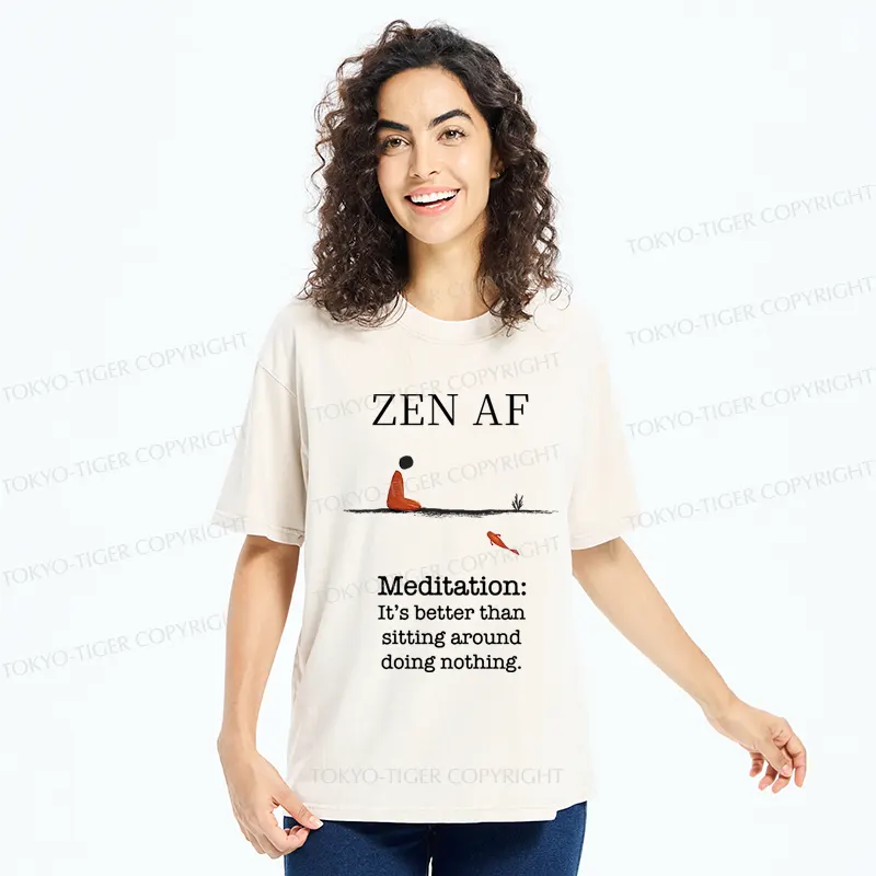 Tokyo-Tiger Zen Vibes Only: The Power of Meditation Washed T-Shirt