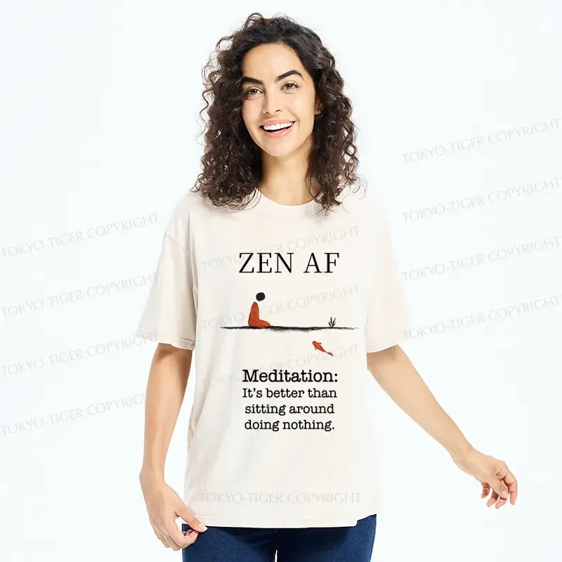 Tokyo-Tiger Zen Vibes Only: The Power of Meditation Washed T-Shirt