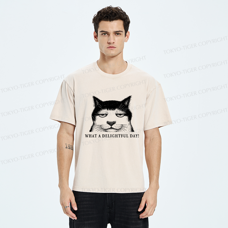 Tokyo-Tiger The World-Weary Cat Washed T-Shirt