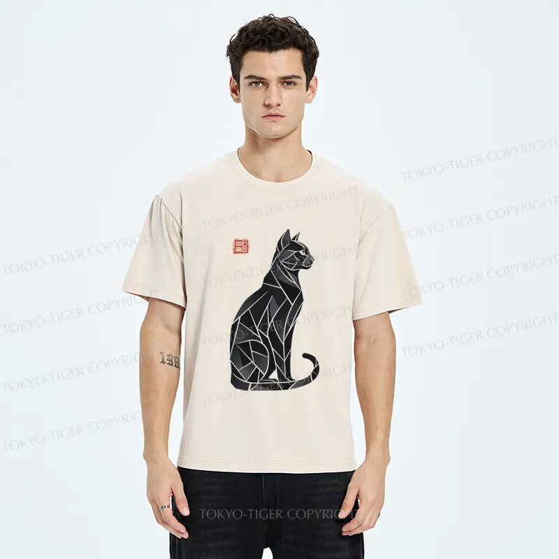 Tokyo-Tiger Mystic Cat: A Modern Design Washed T-Shirt