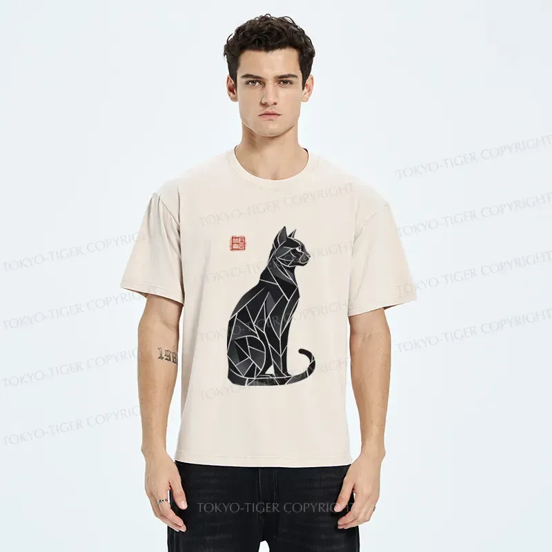 Tokyo-Tiger Mystic Cat: A Modern Design Washed T-Shirt