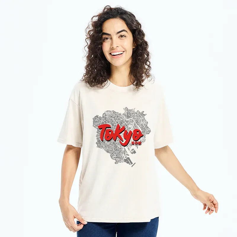 Tokyo-Tiger Tokyo City Area Washed T-Shirt