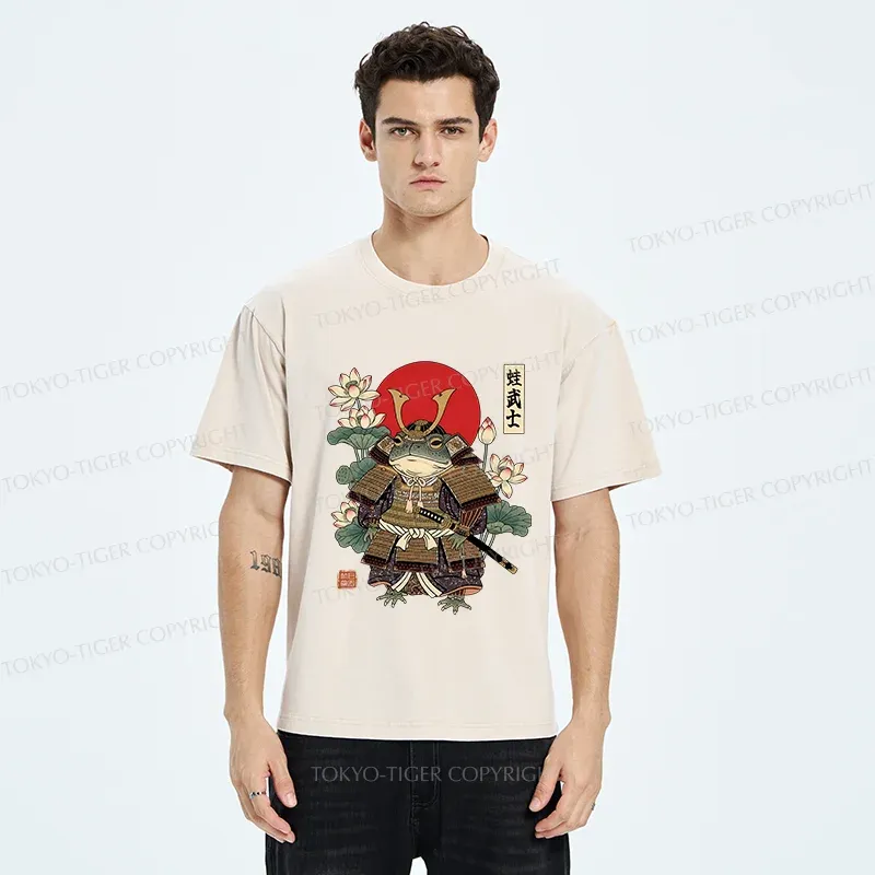Tokyo-Tiger Traditional Frog Samurai Washed T-Shirt