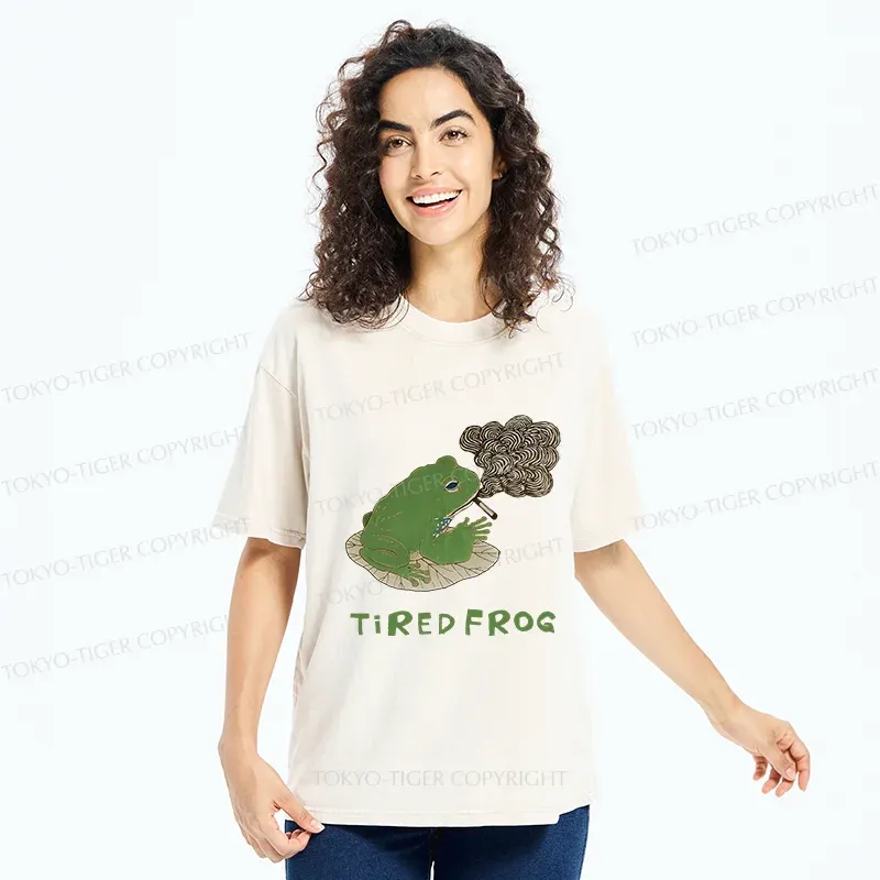 Tokyo-Tiger Tired Japanese Frog Washed T-Shirt