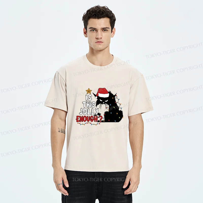Tokyo-Tiger Grumpy Cat Christmas Washed T-Shirt