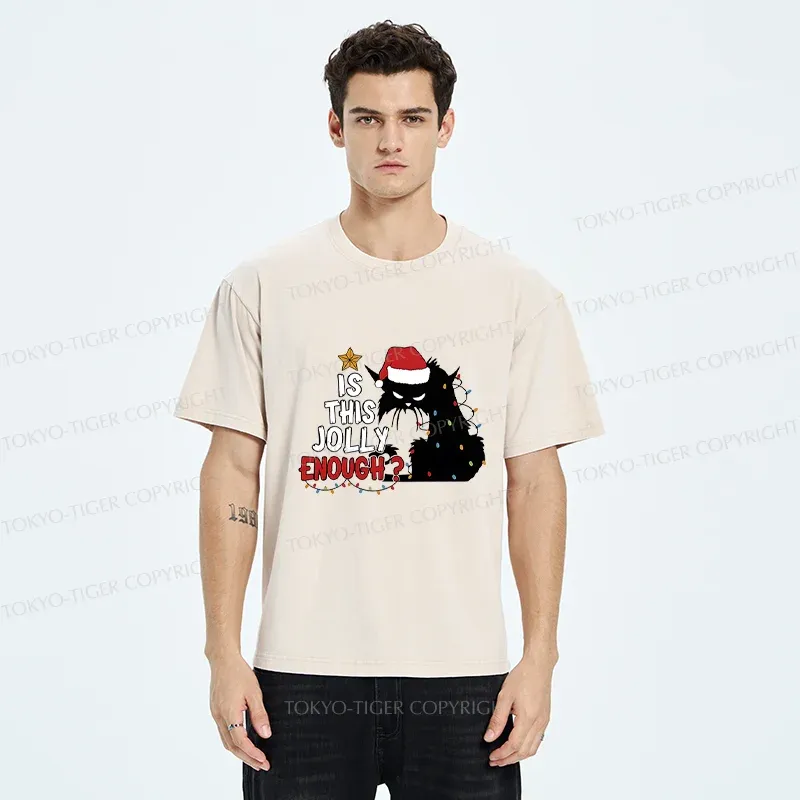Tokyo-Tiger Grumpy Cat Christmas Washed T-Shirt