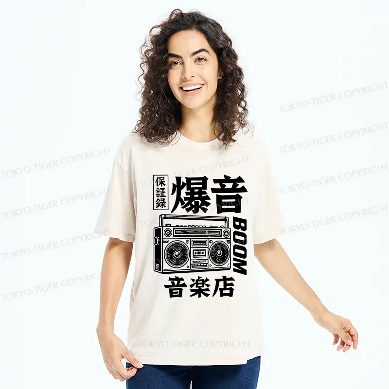 Tokyo-Tiger Retro Radio Washed T-Shirt