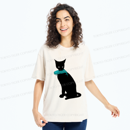 Tokyo-Tiger Cat Eats Whale Washed T-Shirt