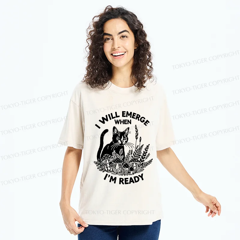 Tokyo-Tiger Cat Ready To Appear Washed T-Shirt