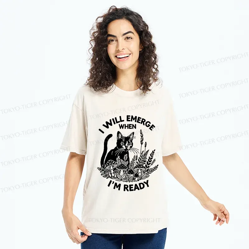 Tokyo-Tiger Cat Ready To Appear Washed T-Shirt