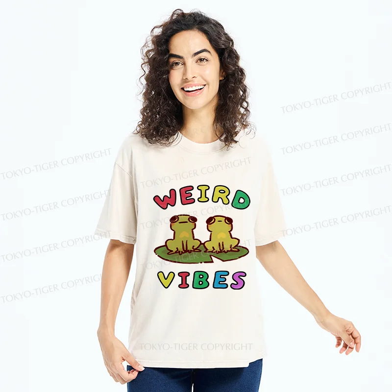 Tokyo-Tiger Weird Vibes Funny Washed T-Shirt