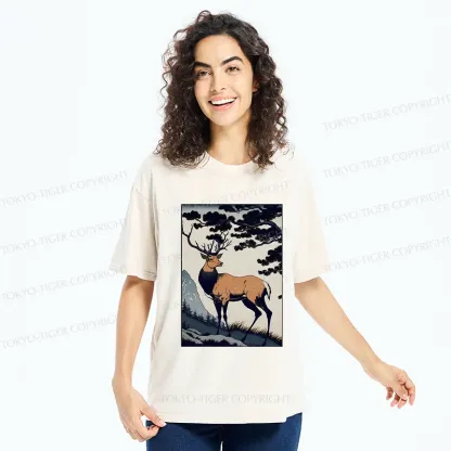 Tokyo-Tiger Japanese Traditional Deer Washed T-Shirt