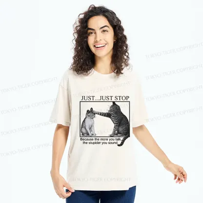 Tokyo-Tiger Stop Talking Cat Washed T-Shirt
