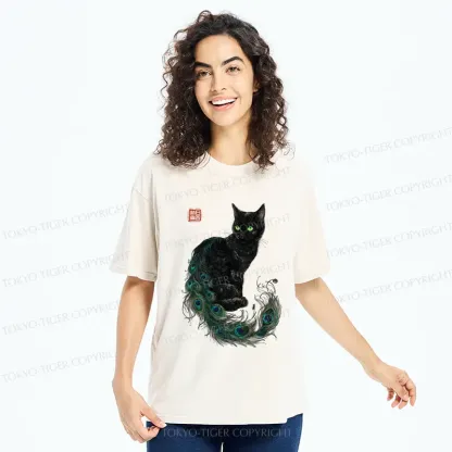 Tokyo-Tiger The Cat with a Peacock's Grace Washed T-Shirt