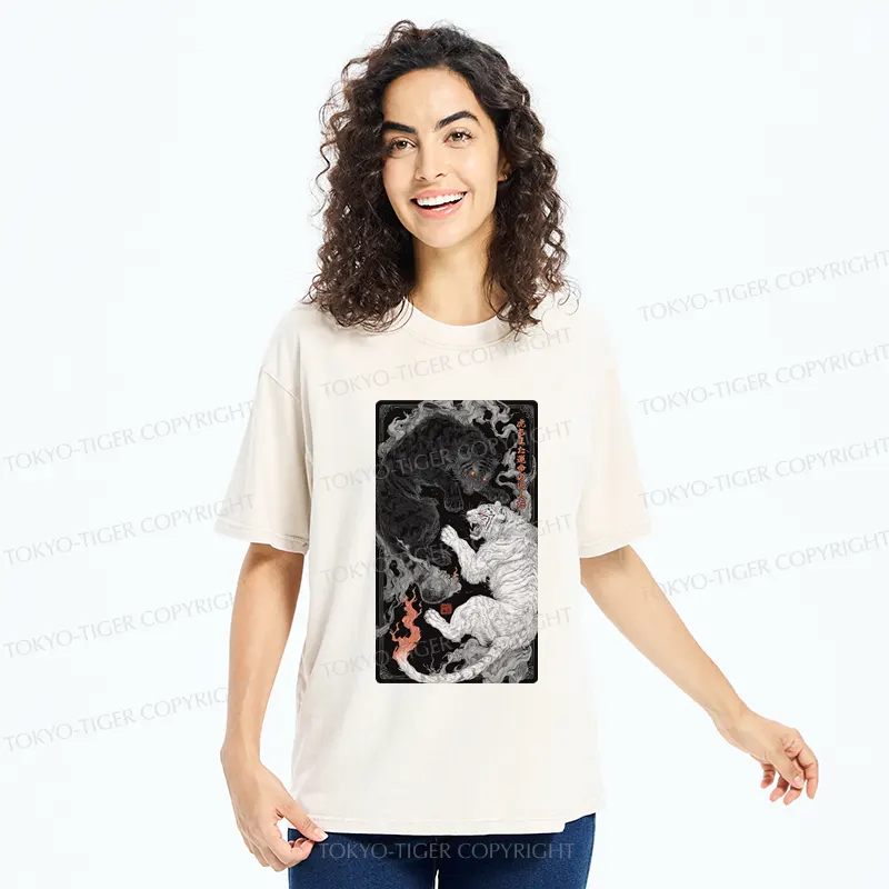Tokyo-Tiger Tigers Locked In An Epic Battle Washed T-Shirt