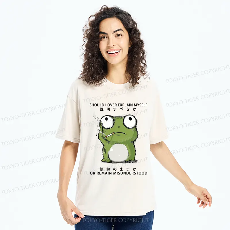 Tokyo-Tiger The Smoking Frog Of Philosophy Washed T-Shirt