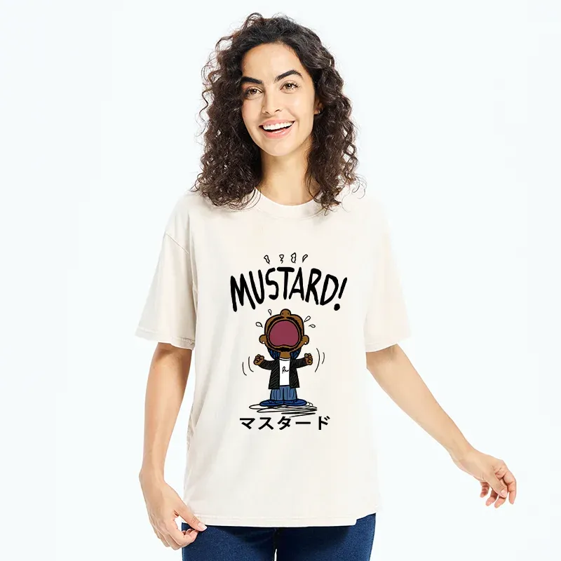 Tokyo-Tiger Mustard Funny kanji Washed T-Shirt