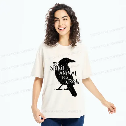 Tokyo-Tiger Crow Funny Washed T-Shirt