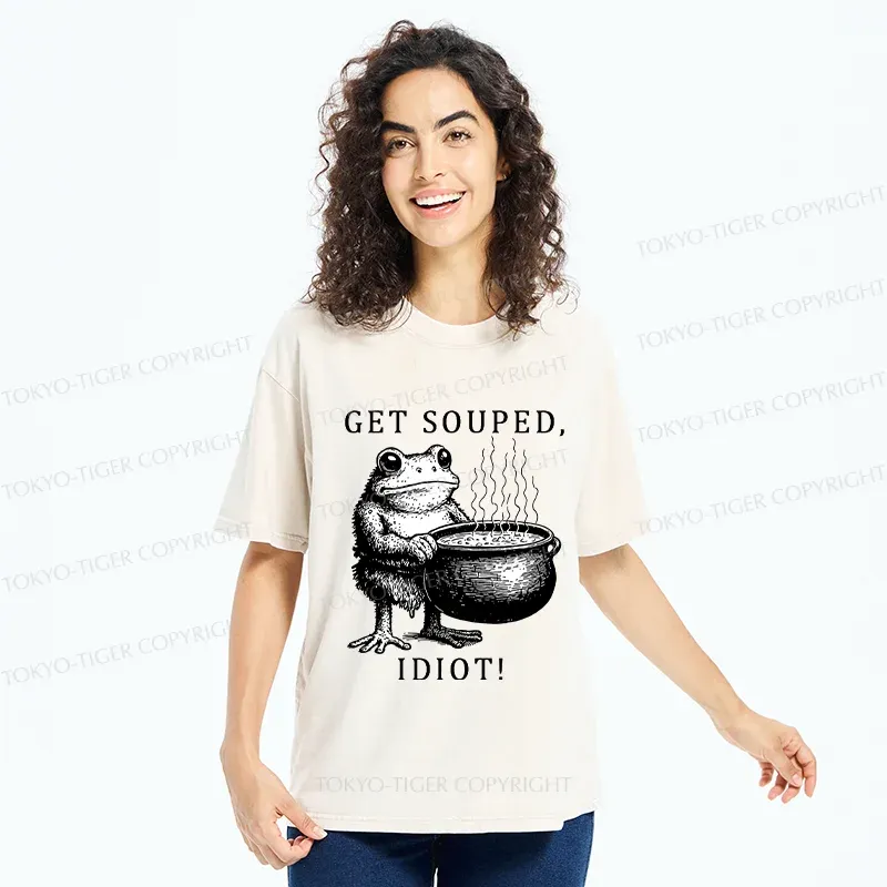 Tokyo-Tiger Get Soup Funny Washed T-Shirt