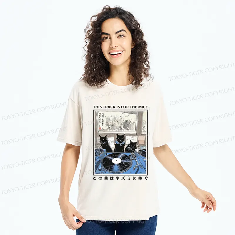 Tokyo-Tiger Three Cats Perform A Song For The Mice Washed T-Shirt