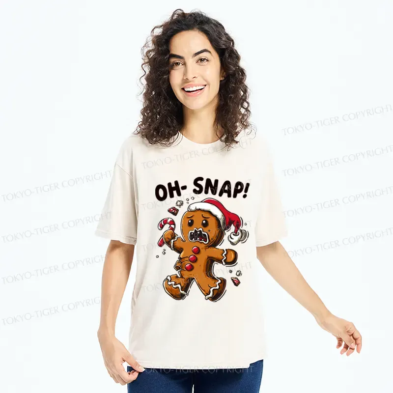 Tokyo-Tiger Oh Snap The Gingerbread Man's Christmas Chaos Washed T-Shirt