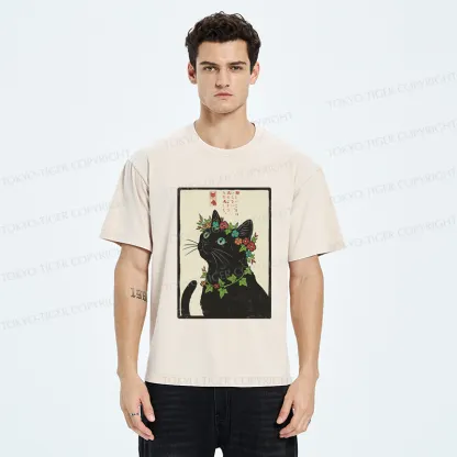 Tokyo-Tiger The Flower-Crowned Cat Washed T-Shirt