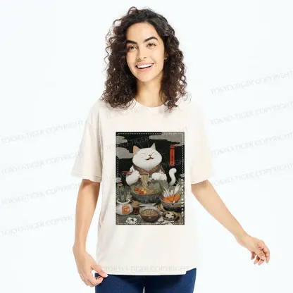 Tokyo-Tiger The Ramen-Loving Cat Washed T-Shirt