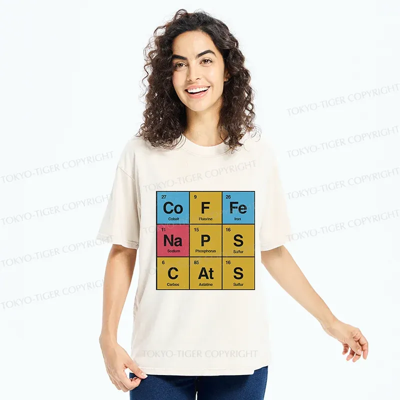 Tokyo-Tiger Table Of Daily Life Elements Washed T-Shirt