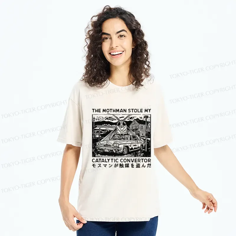 Tokyo-Tiger The Night Mothman Stole My Converter Washed T-Shirt