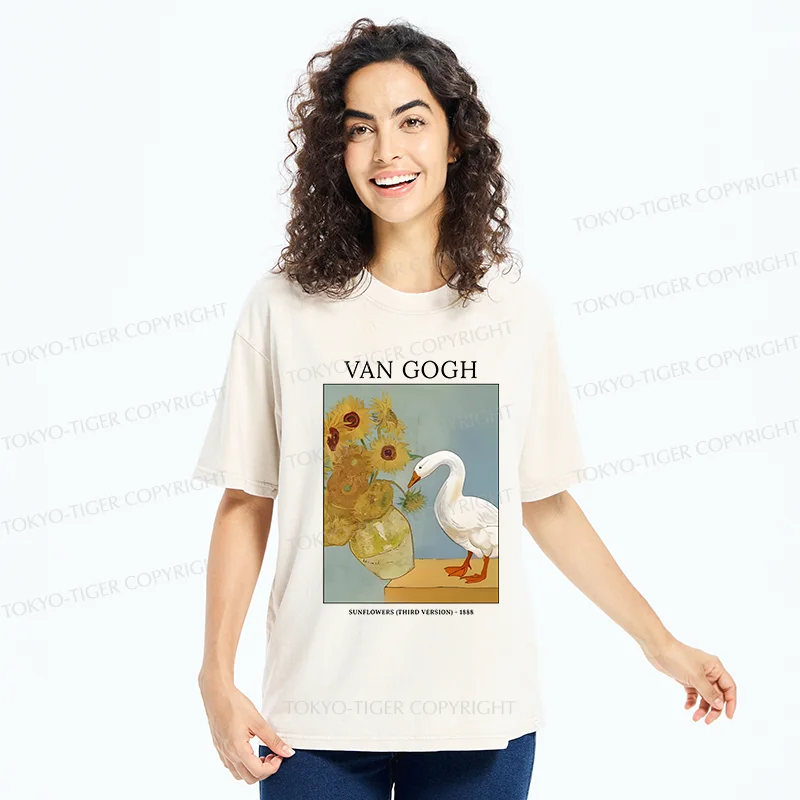 Tokyo-Tiger Van Gogh And Geese Washed T-Shirt