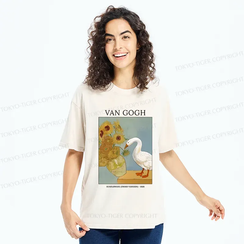 Tokyo-Tiger Van Gogh And Geese Washed T-Shirt