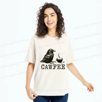 Tokyo-Tiger Cawfee Funny Washed T-Shirt