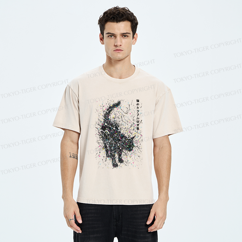 Tokyo-Tiger In the Spectrum of Cats Washed T-Shirt