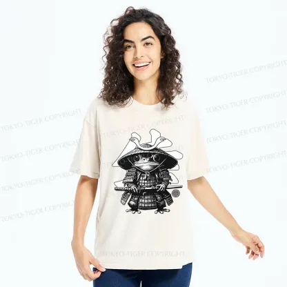 Tokyo-Tiger Frog Japanese Samurai Retro Washed T-Shirt